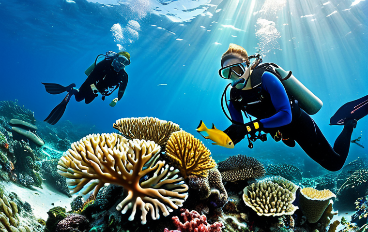 다이빙 강사 강습 사례 작성법 - **Image Prompt 1: Overcoming Aqua-Phobia to Ocean Lover**
    A split image or a dynamic transition ...
