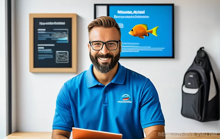 다이빙 강사 자격 유지 요건 - **Prompt: Dedicated Scuba Instructor Studying New Certifications**
    "A diverse male scuba instruc...