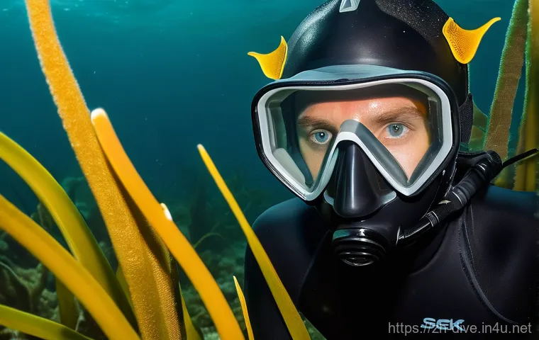 다이빙 강사와 다이빙 가이드의 차이 - **A wide-angle photograph capturing an experienced dive guide leading a small group of certified div...